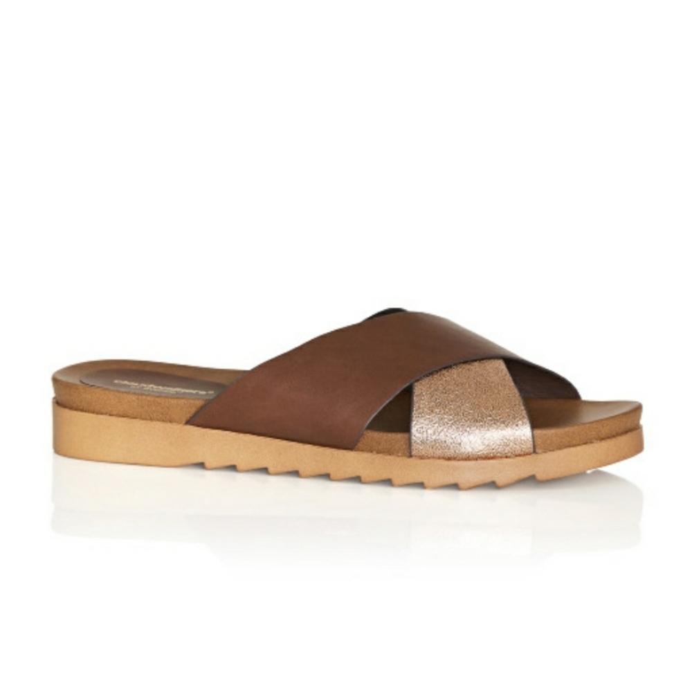 Cloudwalkers Norah Metalic Crisscross Straps Slides Sandals